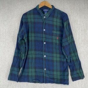 Polo Ralph Lauren Mens Plaid Pajama Top Button Front Sleep Shirt‎ Medium